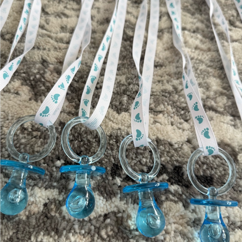 Baby Shower Items Bundle Blue And White Pacifier Clips View 3